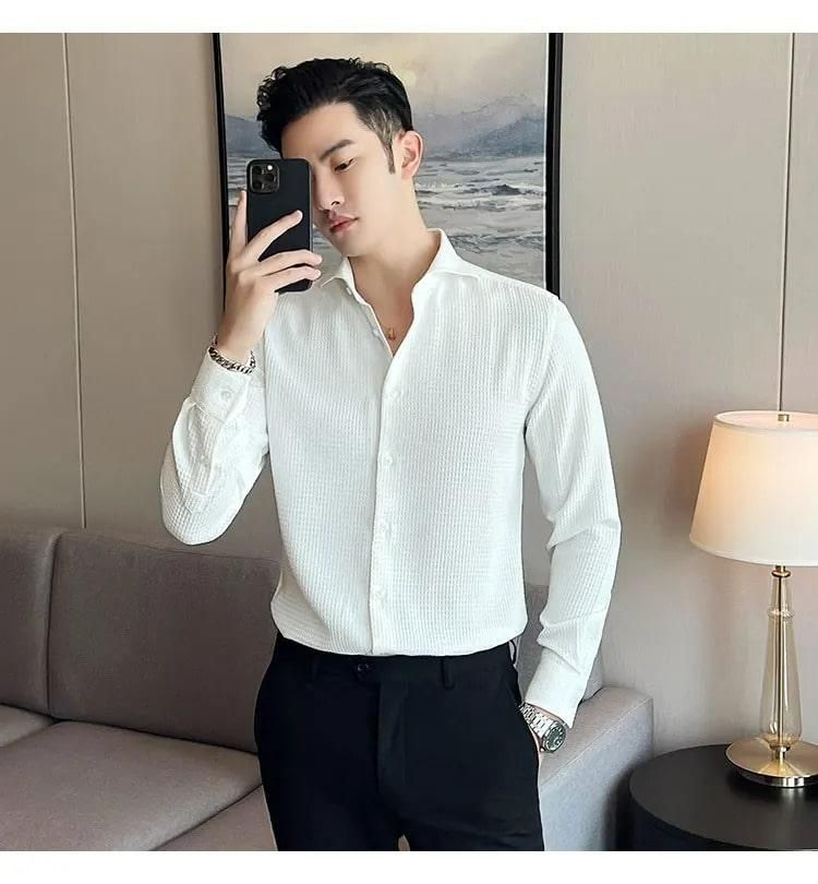 Business waffle designer fashion men’s shirt